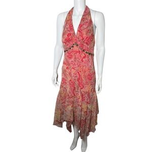 Jonathan Martin Halter Dress Paisley Print Coin Embellished 10‎ Fairy 90s Y2K
